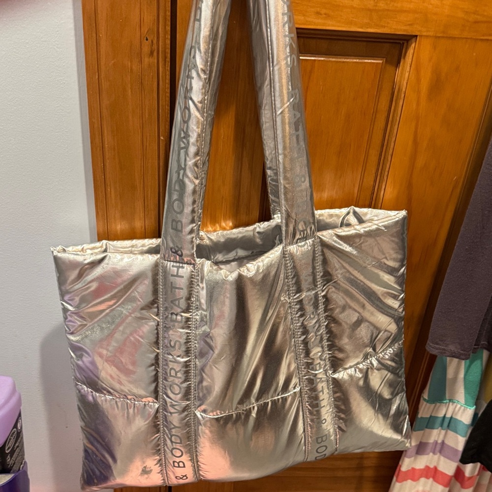 Victoria's Secret Shiny Silver Tote